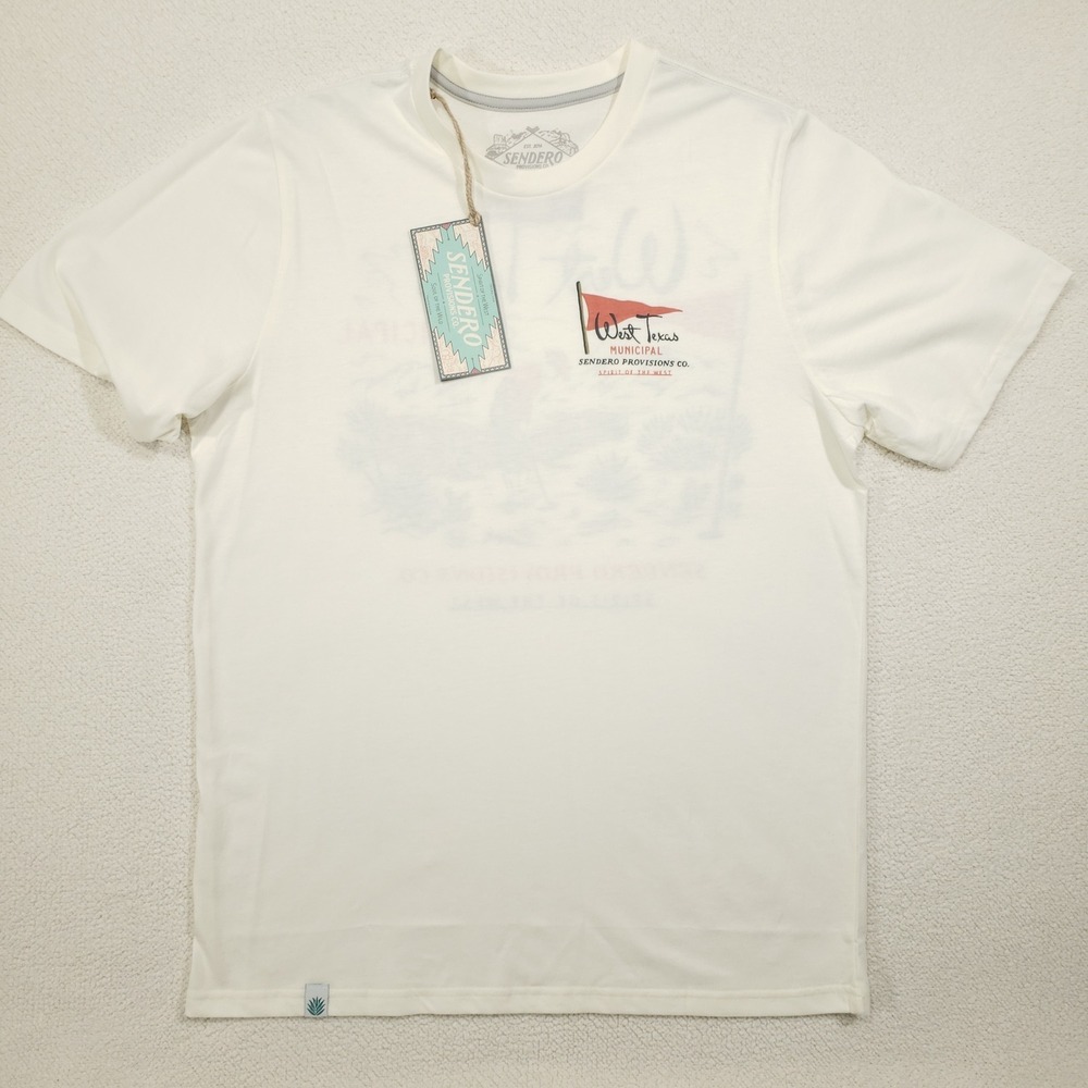 Sendero Provisions Co. T-Shirt Mens Medium White West Texas Municipal Golf Tee